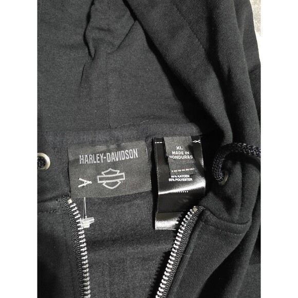 New Harley-Davidson Motorcycle Men's Zip-Up Fleece Hoodie Black Size XL - Picture 3 of 5